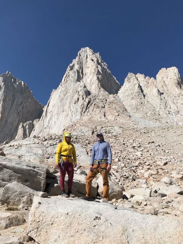 Rock climbing East Buttress on Mt. Whitney.